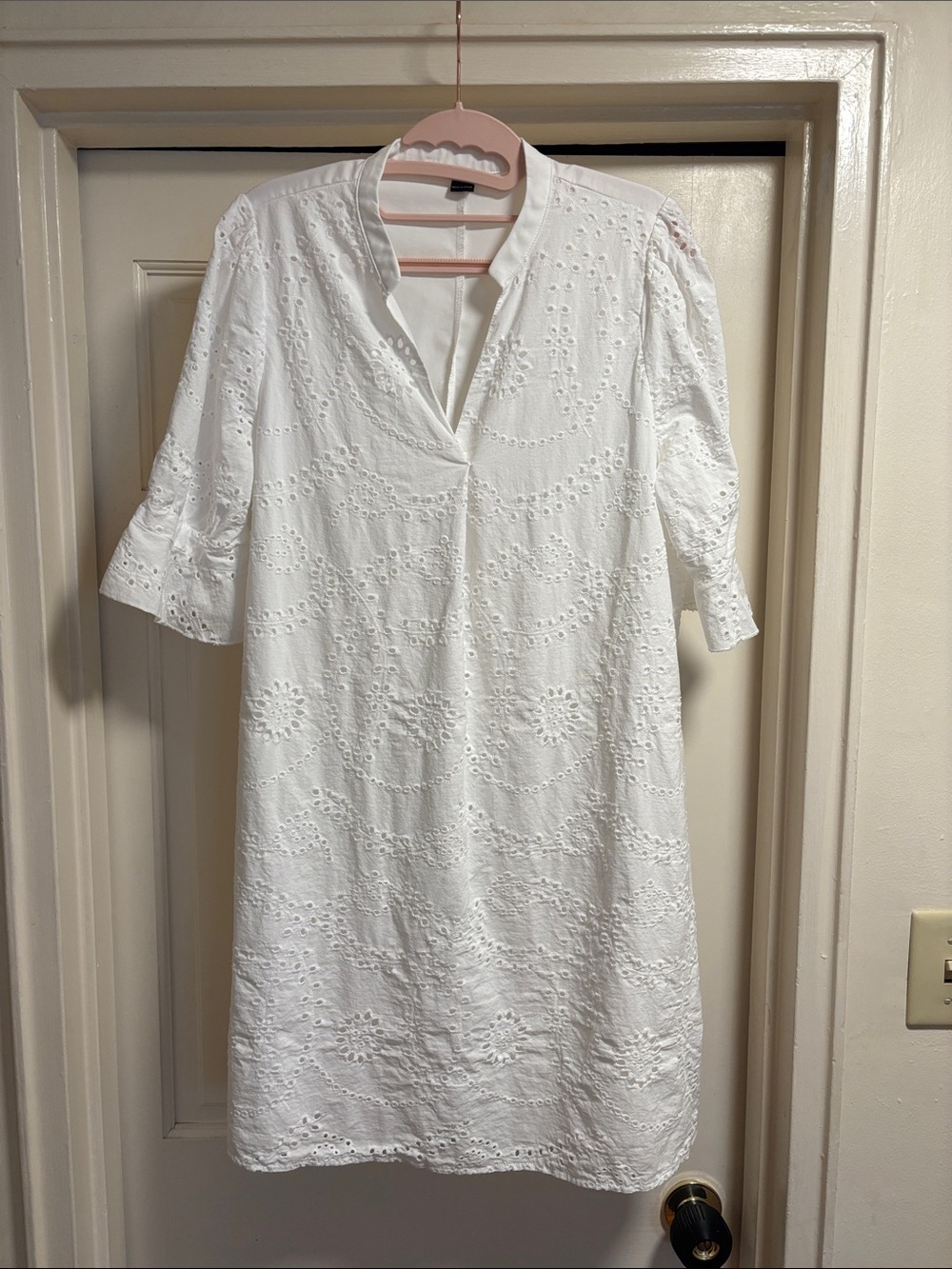 SHEIN White Eyelet Midi Shift Dress
